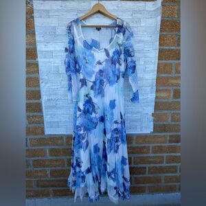 KOMAROV Floral Charmeuse & Lace Cocktail  women’s dress size 3X